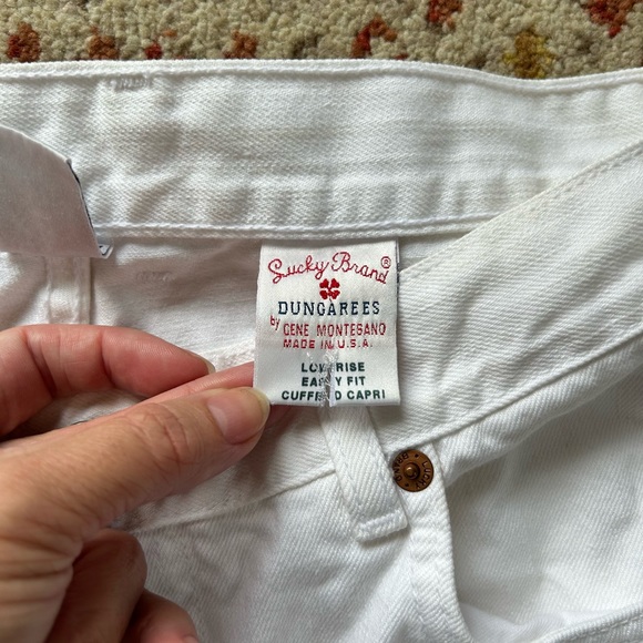 Vintage Lucky Brand White Denim Low Rise Wide Straight Leg Dungarees size 12x31 - Picture 4 of 7